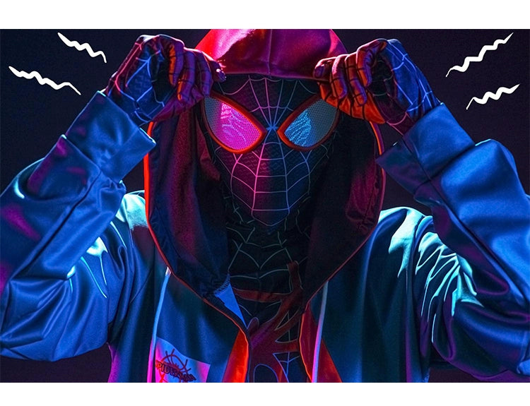 Parallel Universe Miles Spider-Man Bodysuit Cos Costume Halloween Performance Jumpsuit Coat Shorts Suit