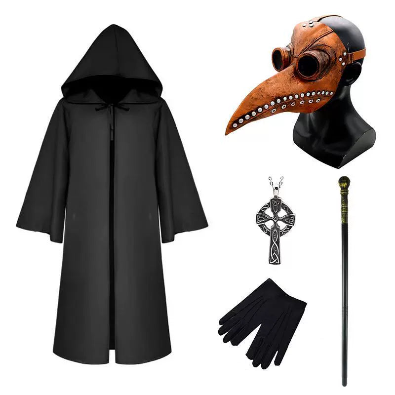 Halloween Costume Medieval Steampunk Cosplay Plague Doctor Beak Mask Costume Party Ball