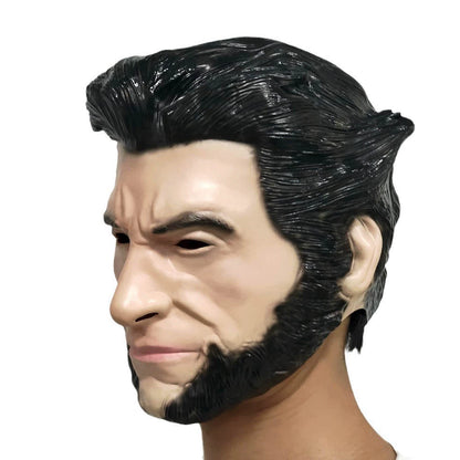 Halloween Wolf Uncle Mask the Wolverine Character Head Cover Black Hair Beard Men Funny Face Performance Party Props