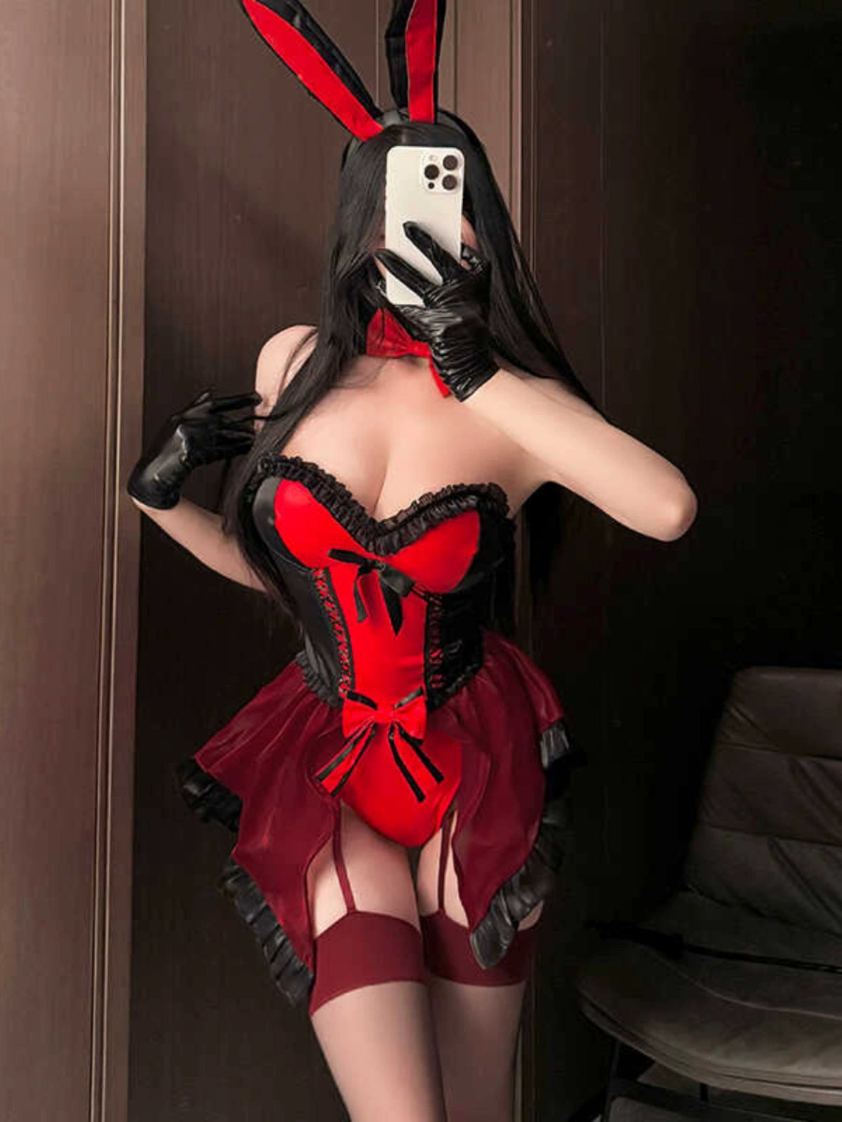 Bunny Uniform Suit Sexy Pure Desire Halloween Patent Leather Cosplay Rabbit Nightclub Qqny