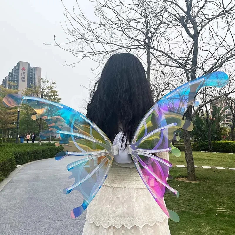 Butterfly Wings with Light Music Electrical Elf Wings Glowing Angel Wing Halloween Dress Up Prop Girls Happy Birthday Party Deco