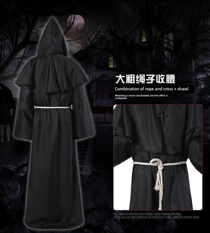 Halloween Adult Costume Medieval Monk Monk Robe Cosplay Wizard Priest Godfather Priest Male Manufacturer