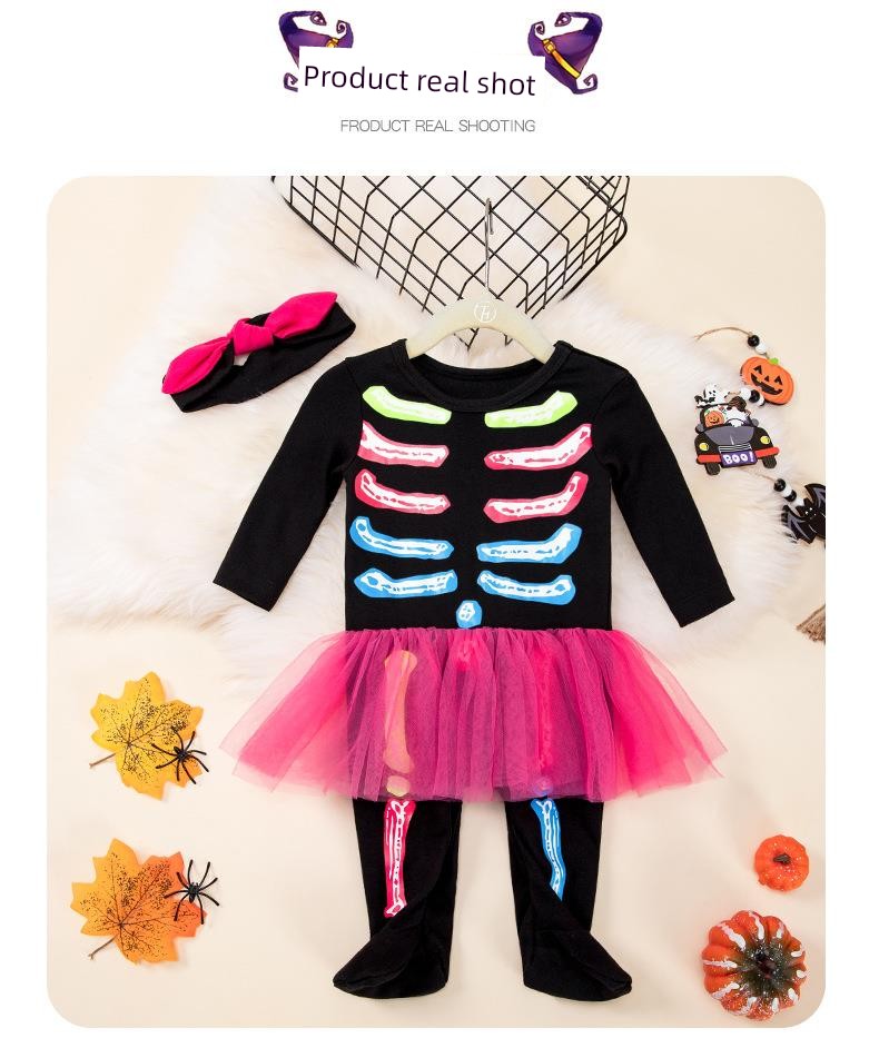 Baby Girl Halloween Clothing Newborn Baby Skeleton Jumpsuit Cos Pumpkin Clothes Long Sleeves Party Manufacturer