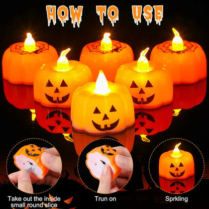 Halloween Pumpkin Candle Lights led Electronic Candle Lights Party Supplies Ornaments Night Lights Halloween Decorations