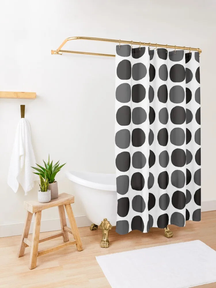 Dark charcoal grey gray and black dots Shower Curtain Elegant Bathroom Curtain