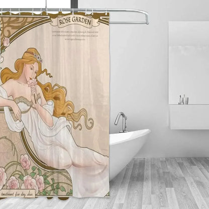 Shower Curtain By Ho Me Lili Waterproof Elegant Mucha Art Nouveau Style Goddess Myth Polyester Decor Bathroom Easy Install