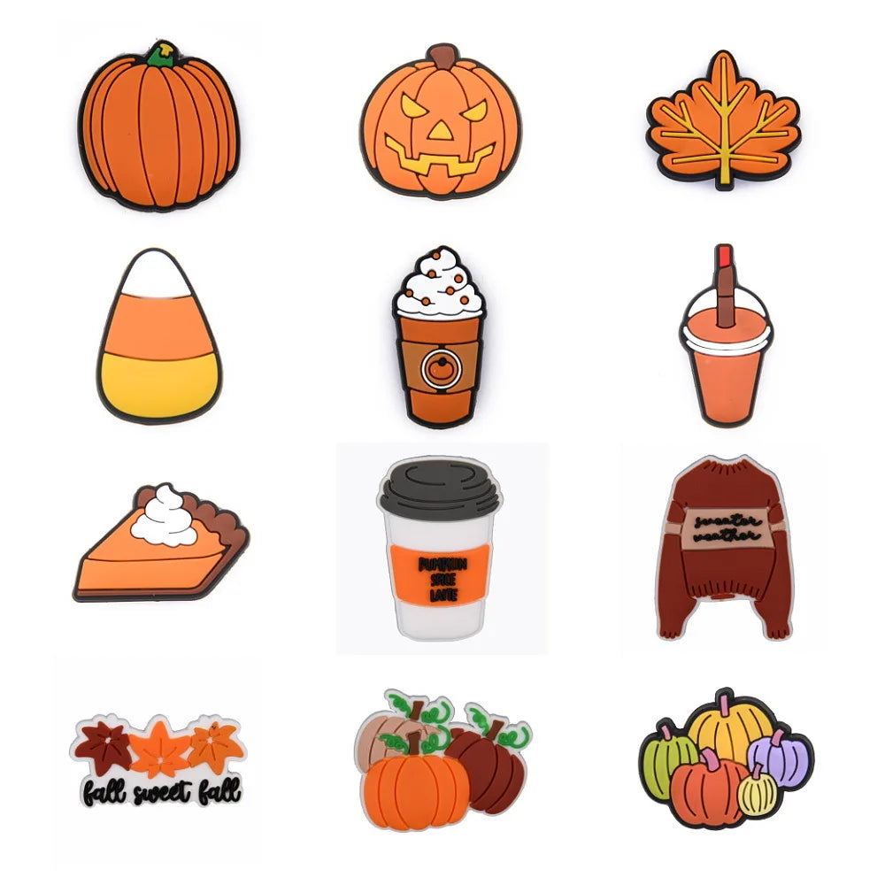 Pumpkin Shoe Decoration For Women Men Character Halloween Autumn Fall Sweet Shoe Charms Kids Girls Boys Party Gifts