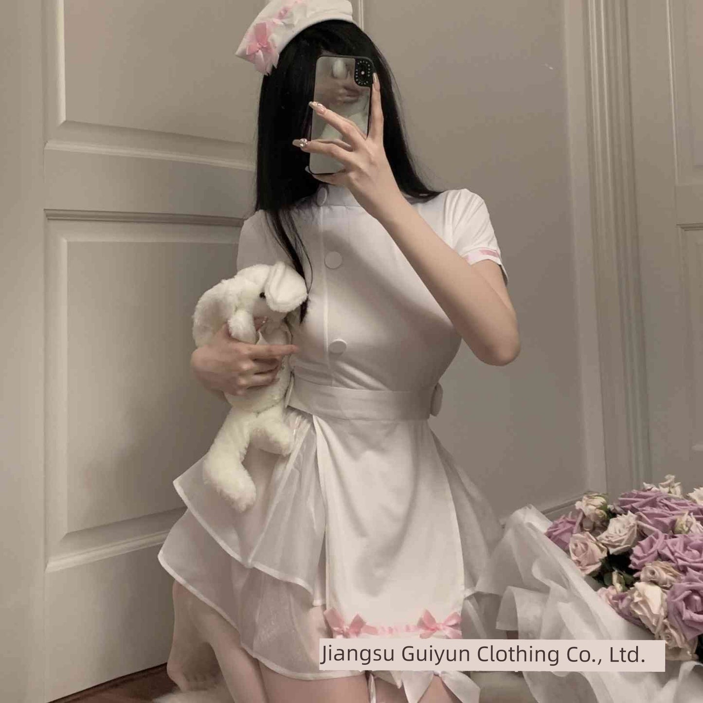 New Sexy Open Back Nurse Uniform Maid Halloween Cosplay Cos Suit Cut Out Nightdress