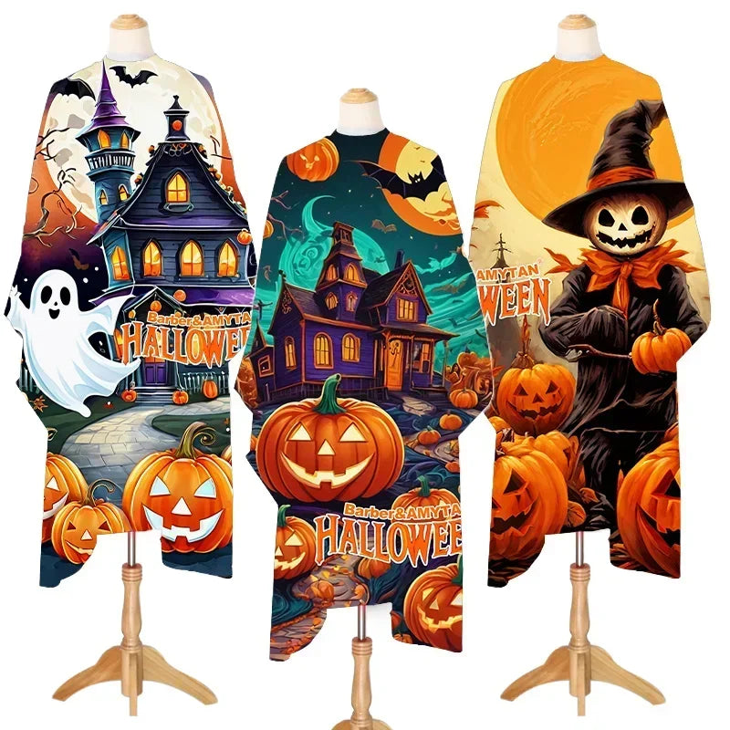 Professional Haircut Aprons Halloween Pumpkin Ghost Mascot Lucky Hairdresser Gown Cloth Haircutting Salon Cape Holloween Gifts