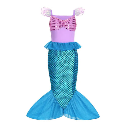 Little Mermaid Princess Dress for Children Birthday Carnival Halloween Party Fancy Girls Clothes Mermaid Frozen Cosplay Costume