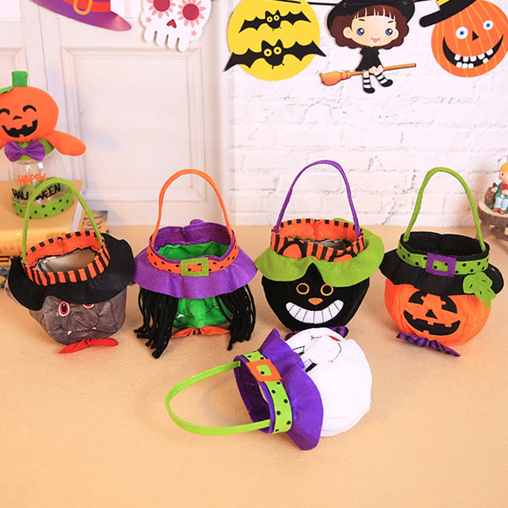 1Pcs Happy Halloween Cotton Hand Bags Vampire Ghost Pumpkin Witch Gift Bags for Halloween Trick or Treat Party Supplies Cany Bag