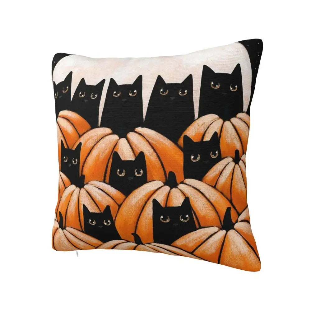 Black Cat In The Pumpkin Holloween Pillowcase Double-sided Printing Cushion Cover Decoration Pillow Case Cover Home Square 45*45