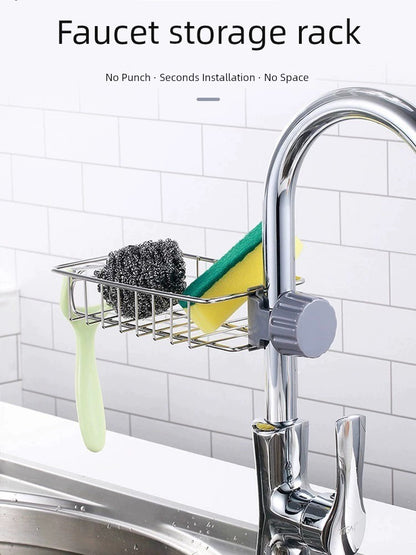 Stainless Steel For Home Sponge and Cloth Racks Hanging on a Faucet