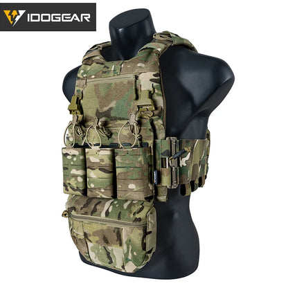 IDOGEAR Tactical FCSK 3.0EX Plate Carrier MOLLE Vest  with Triple Magazine Pouch For 5.56mm Drop Pouch Shoulder Pads