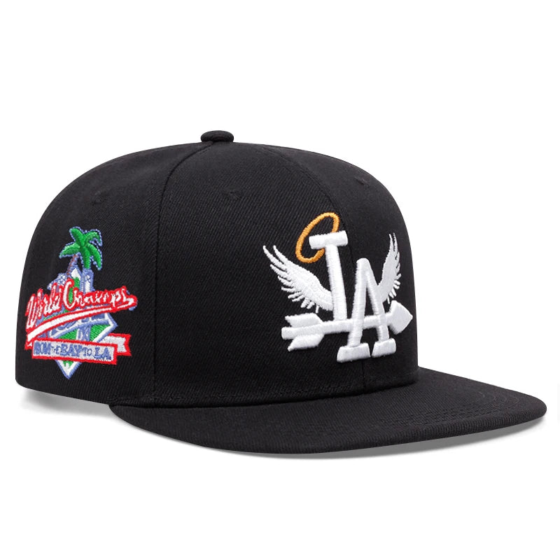 2024 New Letter Wing Pattern Side Coconut Tree Embroidery Fashion High Quality Snapback Men's Versatile Casual Baseball Hat