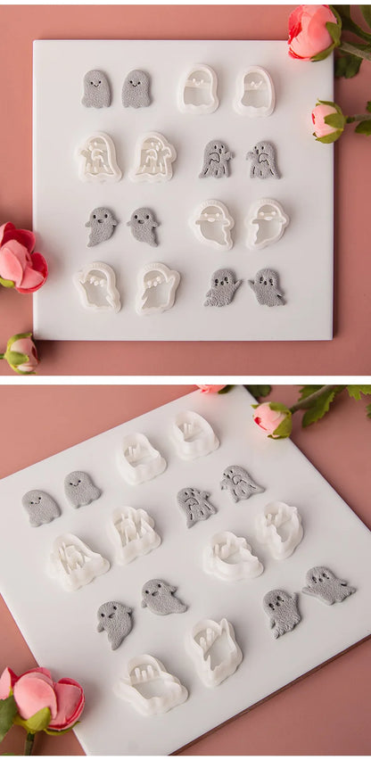 Halloween Series Cute Ghost Different Shape Clay Molds Clay Cutting Molds For DIY Earrings Jewelry Making Hand Tools