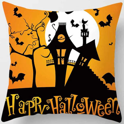 Hot Sale Happy Holloween  Pumpkin Cats Bat Pillow Cases Short Plush High Quality Square Thick Pillow Case Covers