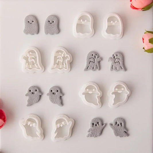 Halloween Series Cute Ghost Different Shape Clay Molds Clay Cutting Molds For DIY Earrings Jewelry Making Hand Tools