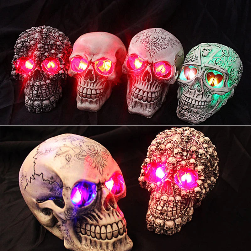 Halloween Props Horror Skull Lamp Skeleton Ornaments Luminous Skeleton Light Decoration for Holloween Party Haunted House Club