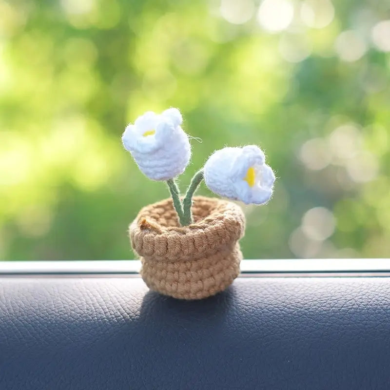 Creative Mini Flower Bouquet Potted Hand Woven Car Ornaments Auto Interior Center Console Dashboard Decoration Car Accessories