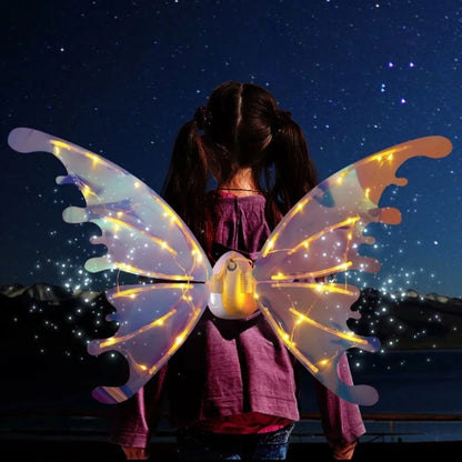 Butterfly Wings with Light Music Electrical Elf Wings Glowing Angel Wing Halloween Dress Up Prop Girls Happy Birthday Party Deco