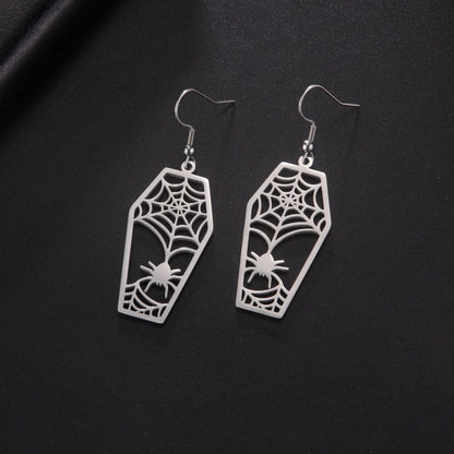 Gothic Death Cross Cutout Coffin Earrings Drop Earring Women Stainless Steel Goth Punk Jewelry Y2k Accessories Halloween Gift