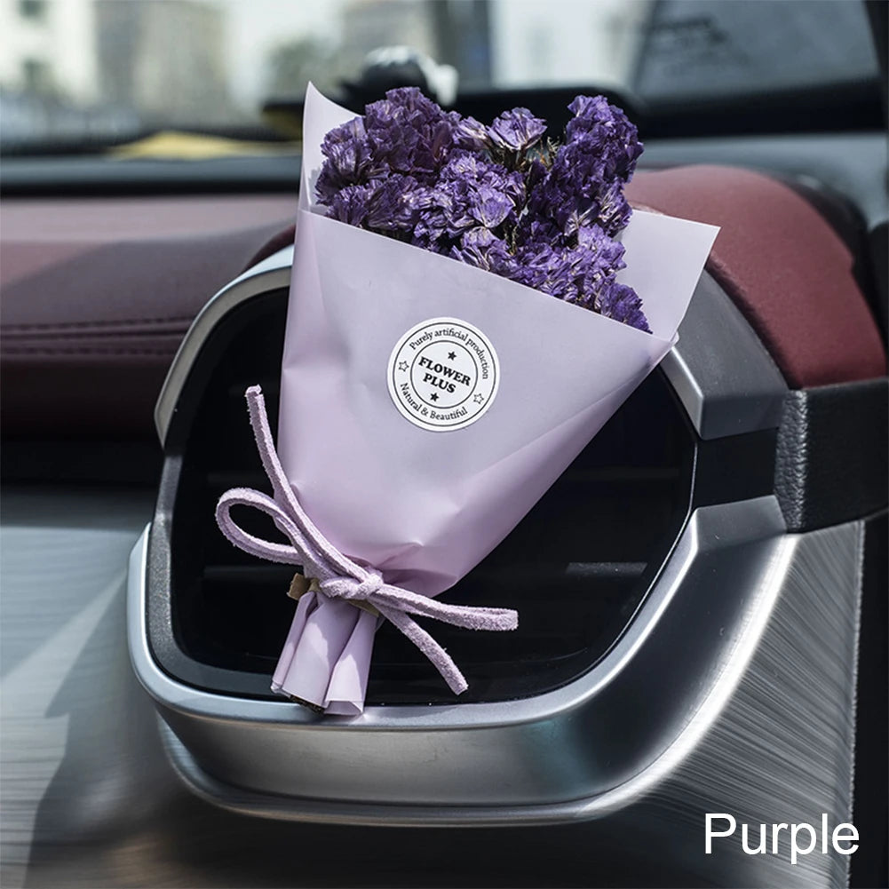 Creativity Dried Flowers Bouquet Car Perfume Air Vent Clip Mini Bouquet Eternal Flower Car Accessories Interior Woman Ornament