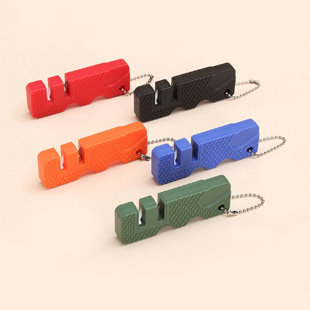 Portable Mini Knife Sharpener Ceramic And Tungsten Steel Sharpening Stone Outdoor Picnic Supplies Kitchen Accessories