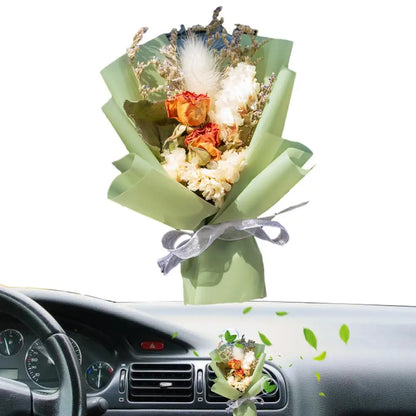 Mini Bouquet Flowers For Car Air Freshener Dry Flower Freshener Perfume Car Decorative Ornament Automotive Interior Accessories