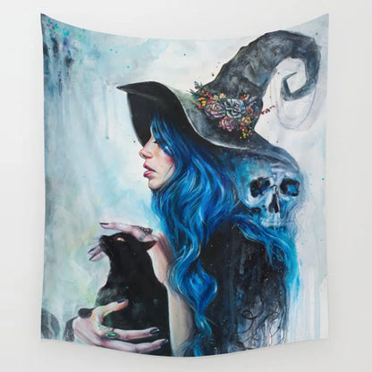 Holloween switch ghoul skull bat wall art tapestry background wall decoration square polyester peach skin wall hanging tapestry