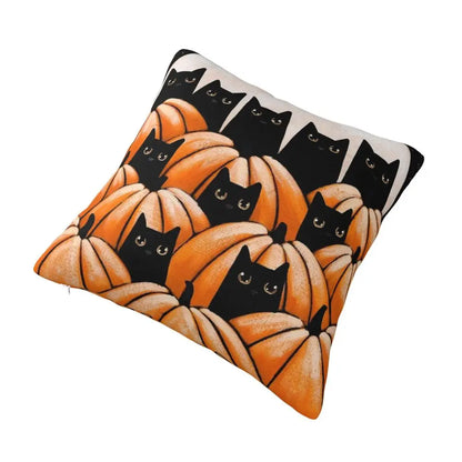 Black Cat In The Pumpkin Holloween Pillowcase Double-sided Printing Cushion Cover Decoration Pillow Case Cover Home Square 45*45