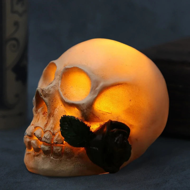 Halloween Decoration Luminous Skull LED Resin Skeleton Haunted Home Bar Horror Props Holloween Party Table Top Decoration