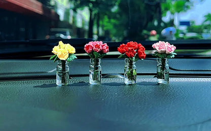 Mini Rose Bouquet Car Air Vent Clip Freshener Dried Flower Perfume Air Freshener Vent Mini Rose Decorations For Car Exquisite