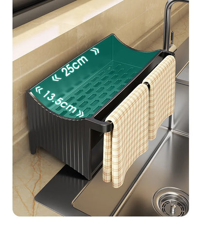 Automatic Drainage Sink Storage Rack Plastic Kitchen Wash Basin Soap Sponge Holder Bathroom Shampoo Organizer Towel Rack