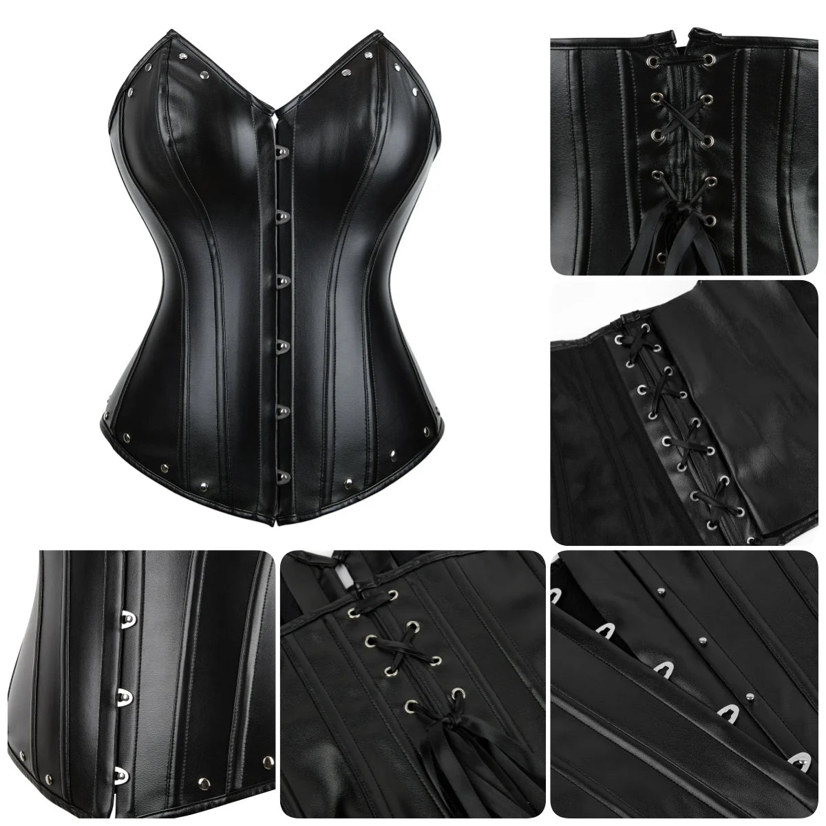 Womens Corset Top Pirate Leather Bustier Steampunk Overbust Bodyshapers Goth Corsets Sexy Party Night Outfits Halloween Costumes