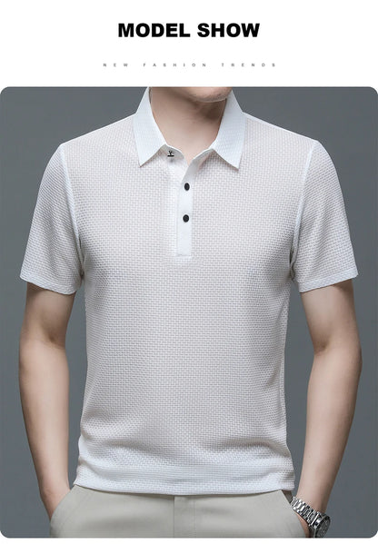 【High-quality】M-4XL Summer New Men's Short Sleeve T-shirt Cool and Breathable POLO Shirt Business Casual Sweat-absorbing Top