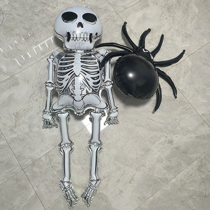 Halloween Decorations Supplies Fake Spider Skeleton Inflatable Stick Letter Balloons Scary Party Scene Decoration Terror Props