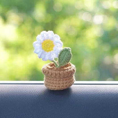 Creative Mini Flower Bouquet Potted Hand Woven Car Ornaments Auto Interior Center Console Dashboard Decoration Car Accessories