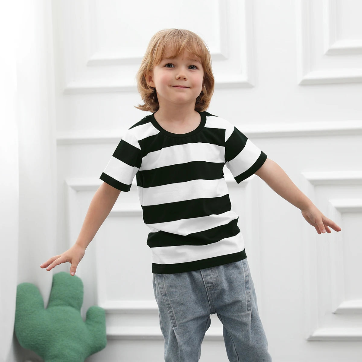 Children's T-shirts Toddler Boys Girls Striped Tees Kids Christmas Halloween Carnival Rainbow Reading Day Daily Wear Clothes