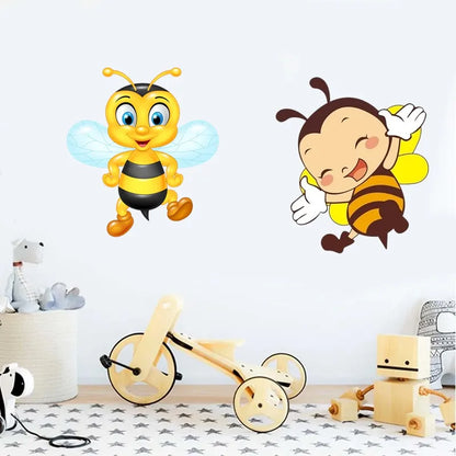 Tri koshki RC077 Cute Little Cartoon Flying Bee Child Wall Sticker Waterproof Decal Home Decoration Kids Room Door Toile Kitchen