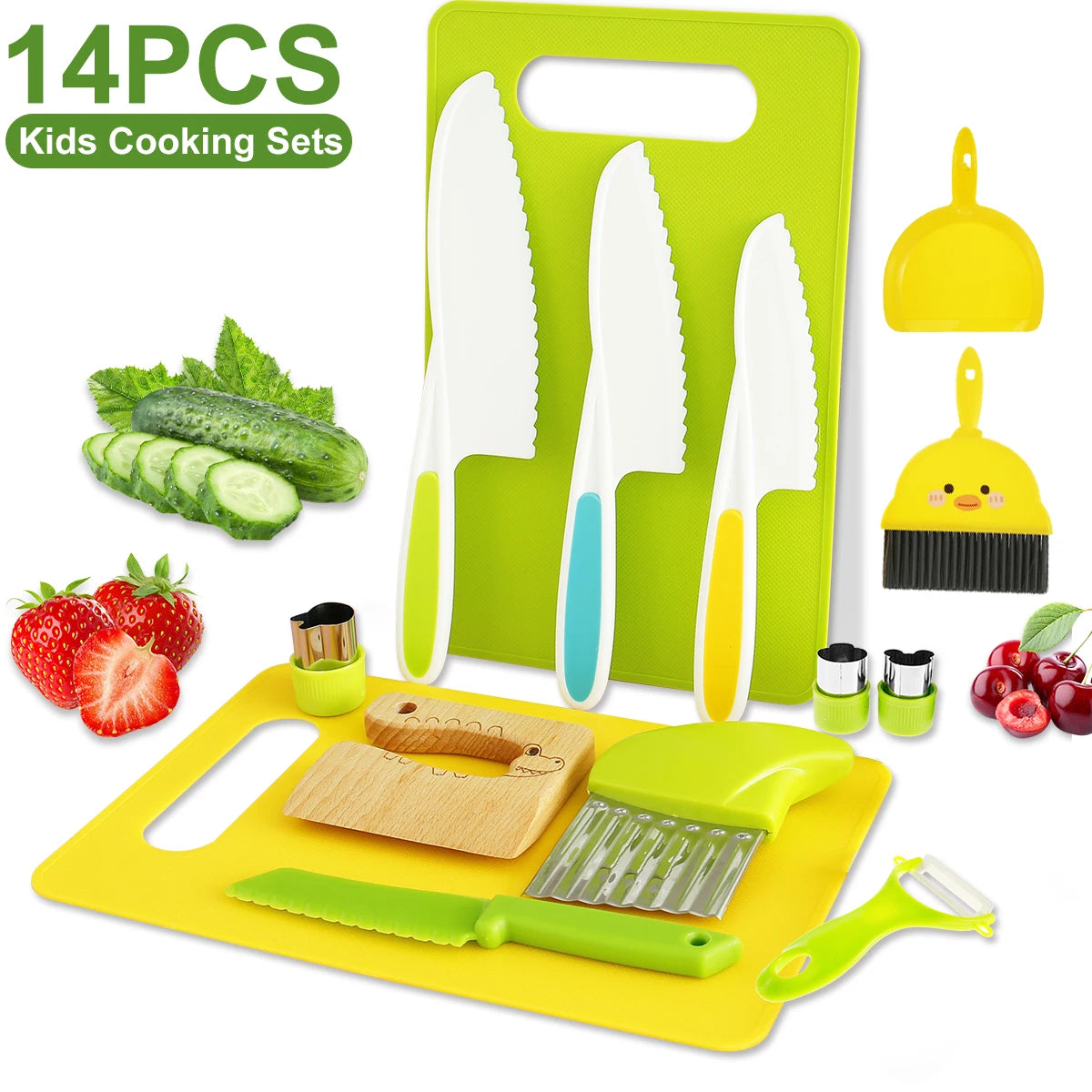 New Kids Cooking Cutter Set Kids Knife Toddler Wooden Cutter Plastic Fruit Knives Crinkle DIY Peeler Tools Kitchen Accessories