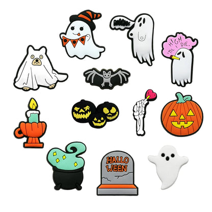 1pcs Cartoon Ghosts Shoe Charms Buckle Accessories PVC Halloween Clog Sandal Shoe Decorations Fit Party Kids Gifts