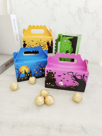 4/24 pcs Halloween hand-held cake box gift packaging box, party baking packaging supplies, holiday supplies