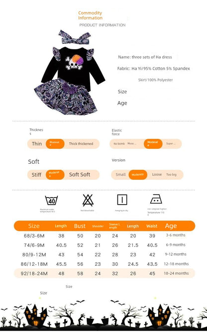 2024 New Arrival Baby Halloween Costume Long-Sleeve Jumpsuit Suit Girl Baby Cute Cartoon Skull Manufacturer