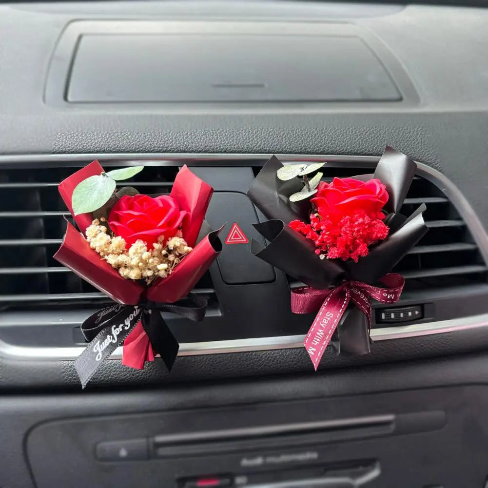 Car Air Freshener Vent Clip Mini Dried Flower Bouquet Auto Aromatherapy Car Essential Oil Diffuser Outlet Decor