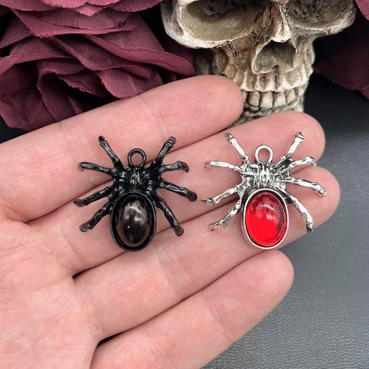 4pcs 31*33mm Halloween Blood Red Tarantula Spider Charms Gothic Pendant Fit Jewelry Making DIY Jewelry Findings