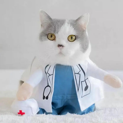 Cat And Dog Party Transformation Suit Pet Halloween Costume Dog Cat Doctor Costume Pet Doctor Clothing Cosplay Outfit Uniform