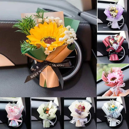 Car Air Vent Aromatherapy Diffuser Dry Flower Mini Bouquet Car Decor Ornament Air Conditioning Fragrance Clip Car Accessories