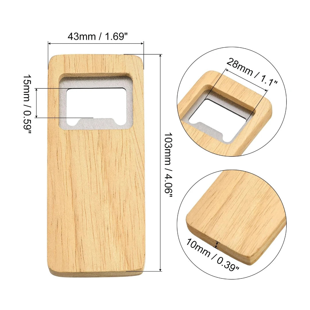 Wood Beer Bottle Opener with Wooden Handle, Corkscrew Steel Square Openers, Bar Kitchen Accessories, Party Gift, 10 Pcs, 50Pcs