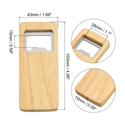 Wood Beer Bottle Opener with Wooden Handle, Corkscrew Steel Square Openers, Bar Kitchen Accessories, Party Gift, 10 Pcs, 50Pcs